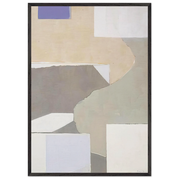 White and Brown - 1972 - Kenzo Okada 70x100 cm / 28x40 inches Framed Art Print – Black Wooden Frame