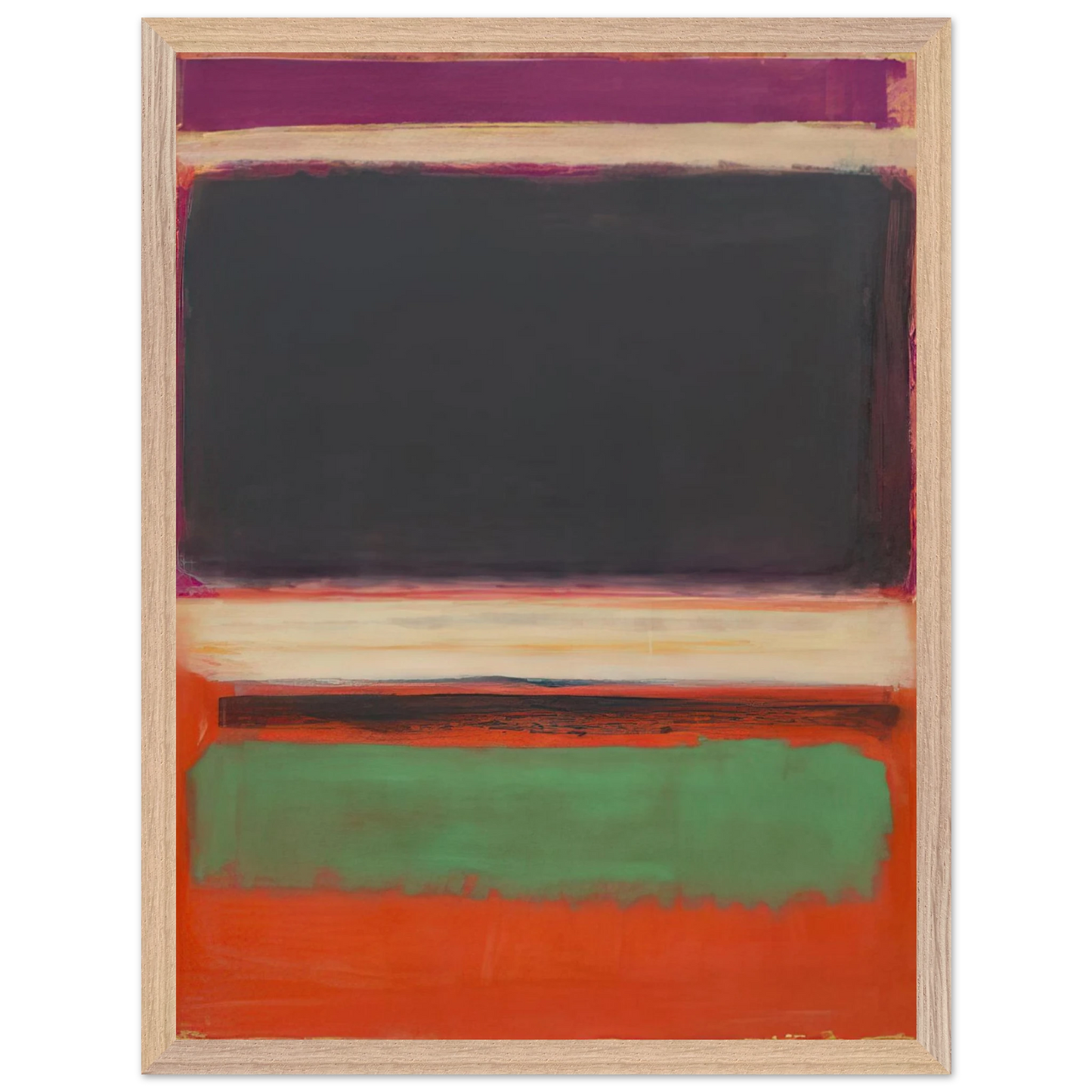 Mark Rothko - No.3No.13 Magenta, Black, Green on Orange - 1949 Wall Art - 60x80 cm / 24x32 inches - Premium Wooden Framed Poster With Fine Art Paper - White frame