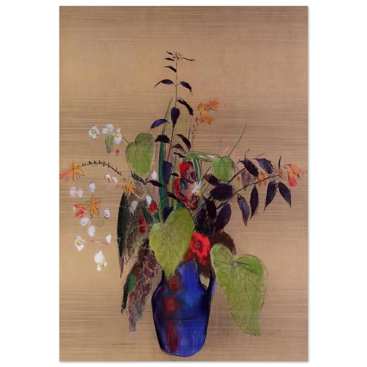 FLOWERS IN A BLUE JUG - Odilon Redon Brushed Aluminum Print - 70x100 cm / 28x40 inches | Odilon Redon Aluminum Print | Odilon Redon Prints