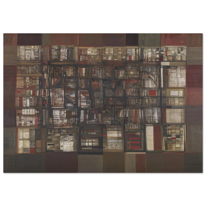 A biblioteca em fogo - 1974 - Maria Helena Vieira da Silva Brushed Aluminum Print - 70x100 cm / 28x40 inches | Maria Helena Vieira da Silva Aluminum Print | Maria Helena Vieira da Silva Prints