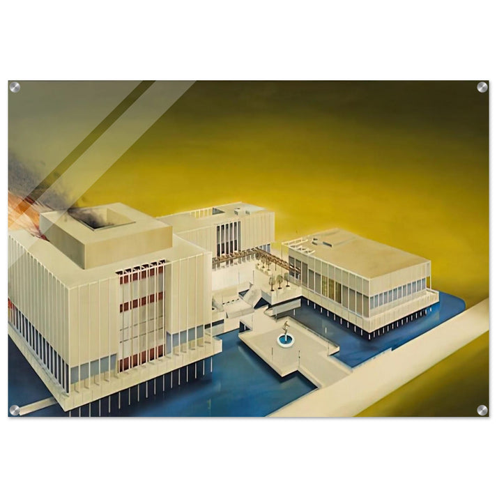 THE LOS ANGELES COUNTY MUSEUM ON FIRE 1968 - Edward Ruscha Acrylic Print - 70x100 cm / 28x40″ inches | Edward Ruscha Wall Art | Edward Ruscha Prints