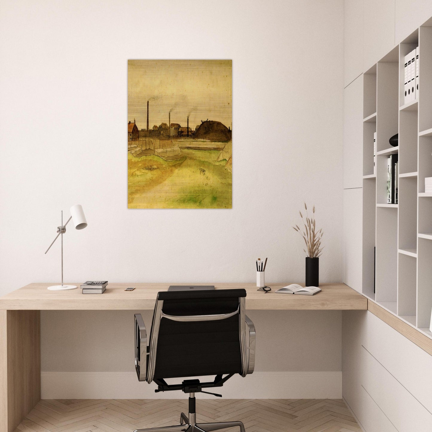Coalmine in the Borinage - Vincent van Gogh Brushed Aluminum Print - 70x100 cm / 28x40 inches | Vincent van Gogh Aluminum Print | Vincent van Gogh Prints