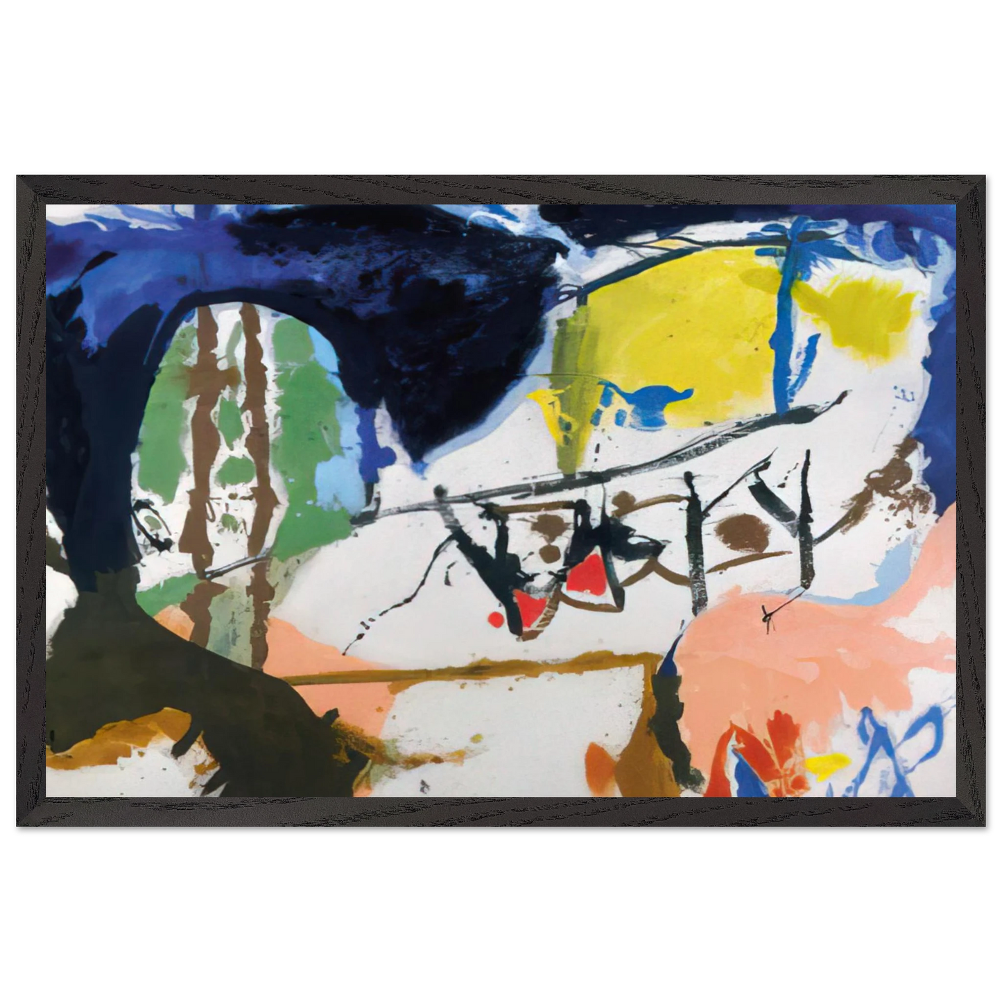 Helen Frankenthaler - Acres - 1959 Wall art - 21x29.7 cm / 8x12" - Premium Wooden Framed Poster With Fine Art Paper - White frame