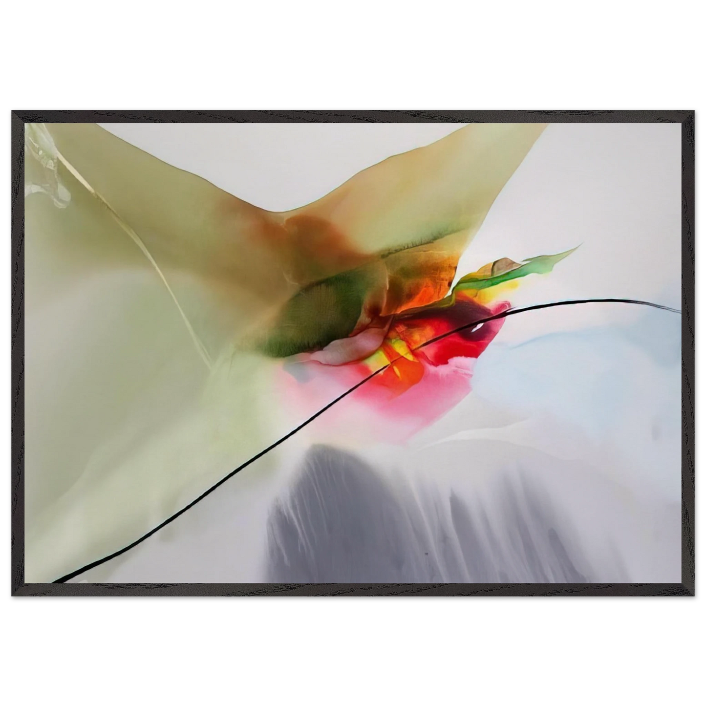 Phenomena Sung Mantle - 1969 - Paul Jenkins 70x100 cm / 28x40 inches Framed Art Print – Black Wooden Frame