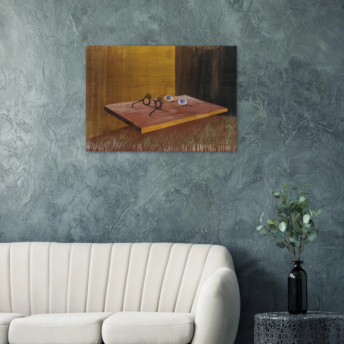 EYES ON THE TABLE 1938 - Remedios Varo Brushed Aluminum Print - 70x100 cm / 28x40 inches | Remedios Varo Aluminum Print | Remedios Varo Prints