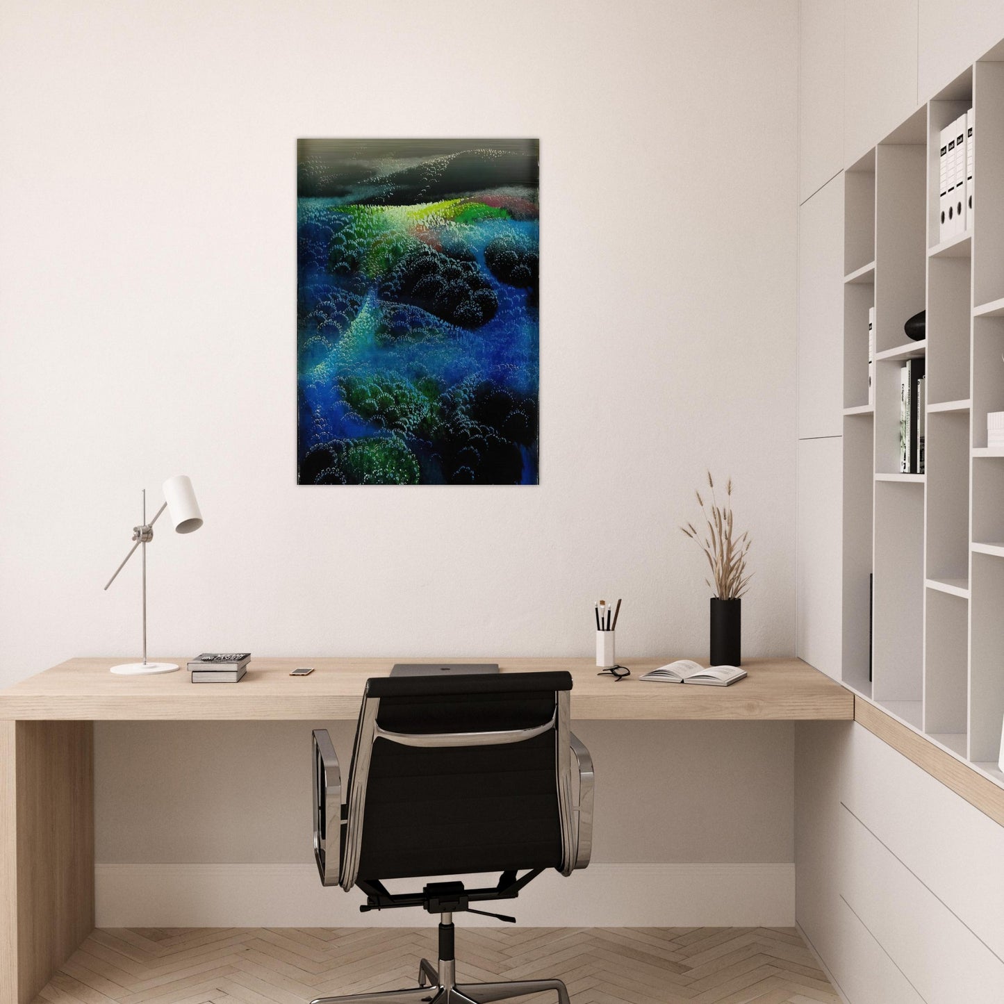 Fields Of Fog - Eyvind Earle Brushed Aluminum Print - 70x100 cm / 28x40 inches | Eyvind Earle Aluminum Print | Eyvind Earle Prints