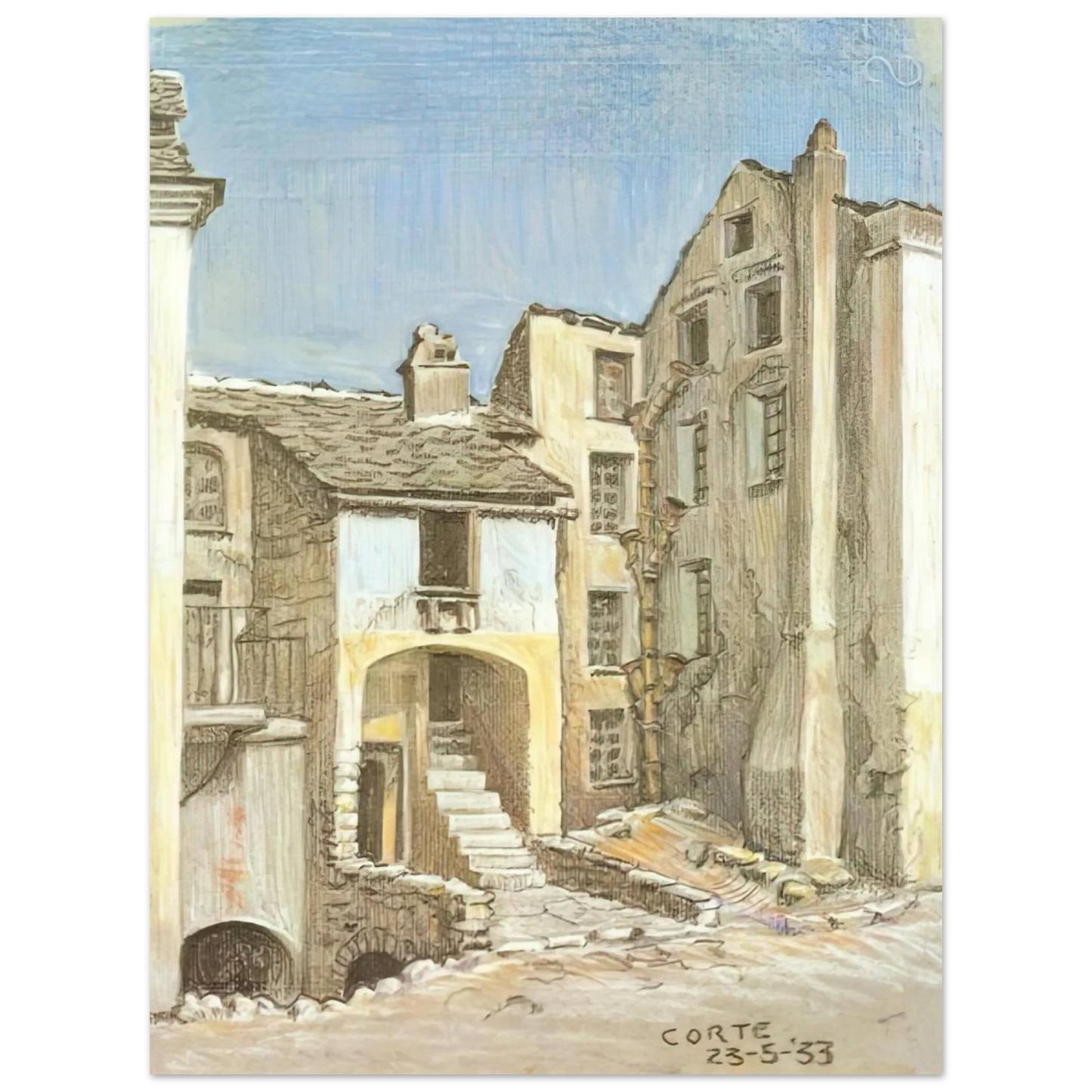 MC Escher - CORTE CORSICA Wall Art - 21x29.7 cm / 8x12" - Fine Art Poster - -