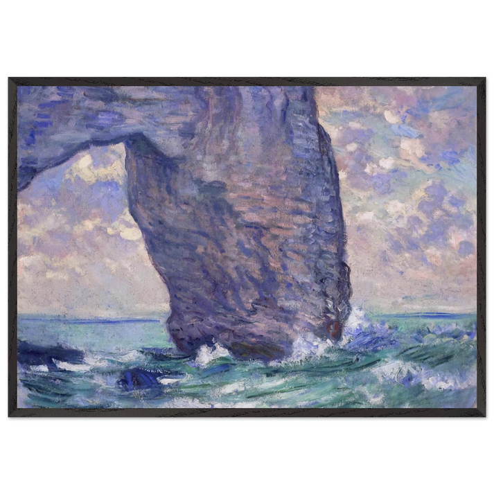 The Manneport Seen from Below - claude monet 70x100 cm / 28x40 inches Framed Art Print – Black Wooden Frame