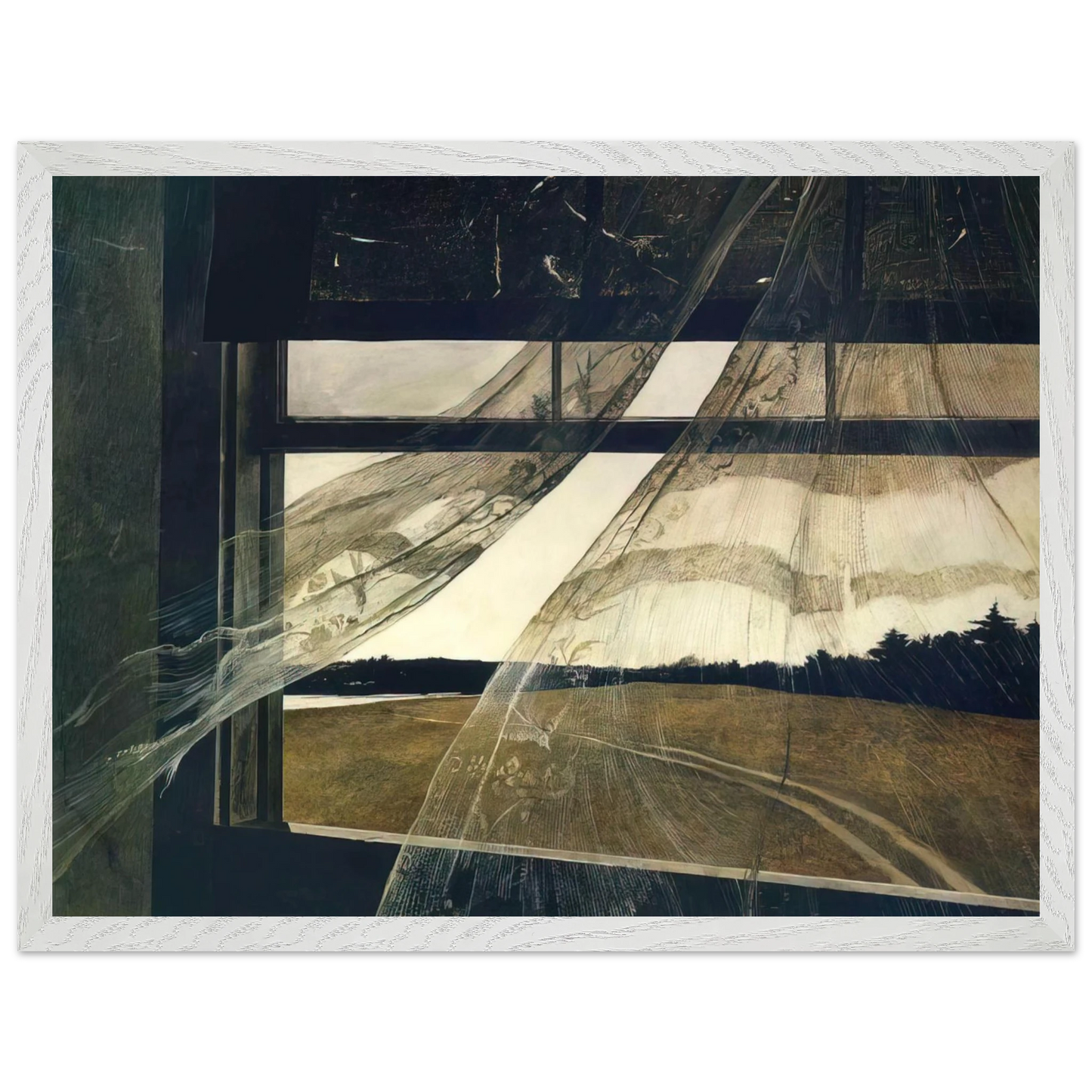 Andrew Wyeth - WIND FROM THE SEA 1947 Wall Art - 30x40 cm / 12x16 inches - Premium Wooden Framed Poster With Fine Art Paper - Black frame