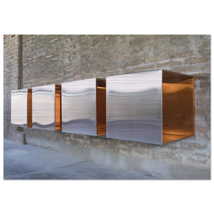 Untitled First Multi-Unit Work - 1966 - Donald Judd Brushed Aluminum Print - 70x100 cm / 28x40 inches | Donald Judd Aluminum Print | Donald Judd Prints