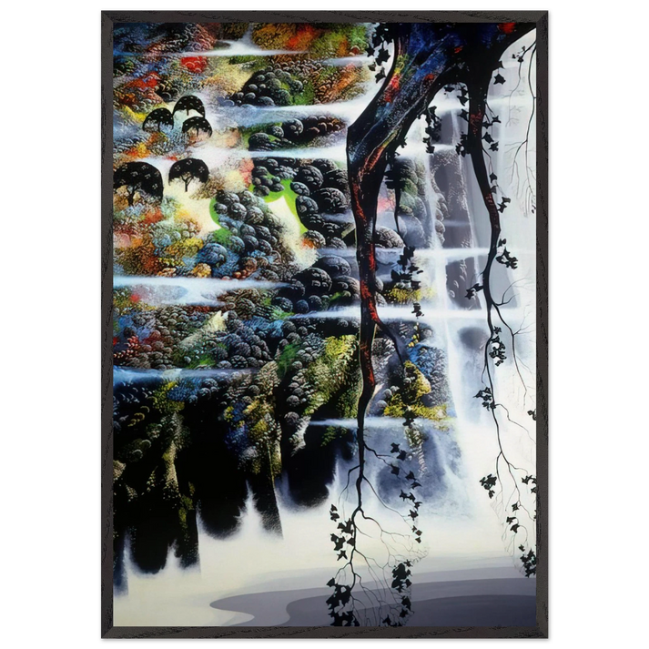 Seaside Wilderness - Eyvind Earle 70x100 cm / 28x40 inches Framed Art Print – Black Wooden Frame