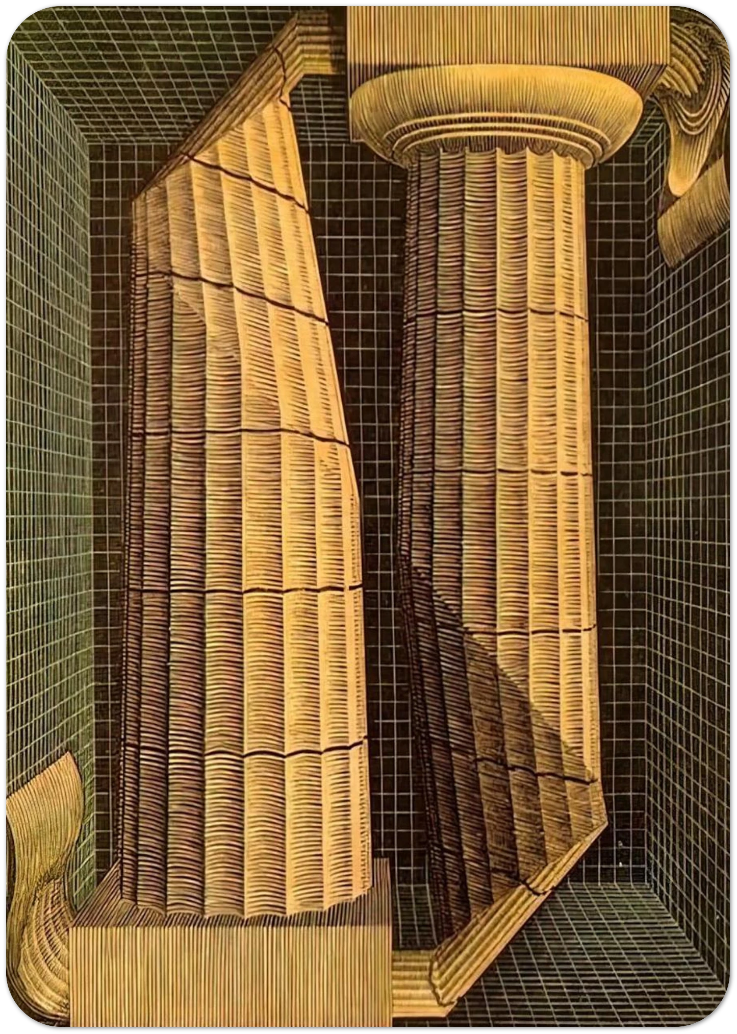 DORIC COLUMNS By MC Escher Pack of 10 Post Cards | MC Escher Post Cards | A6 (10.5 x 14.8 cm) - 4.1 x 5.8 inches