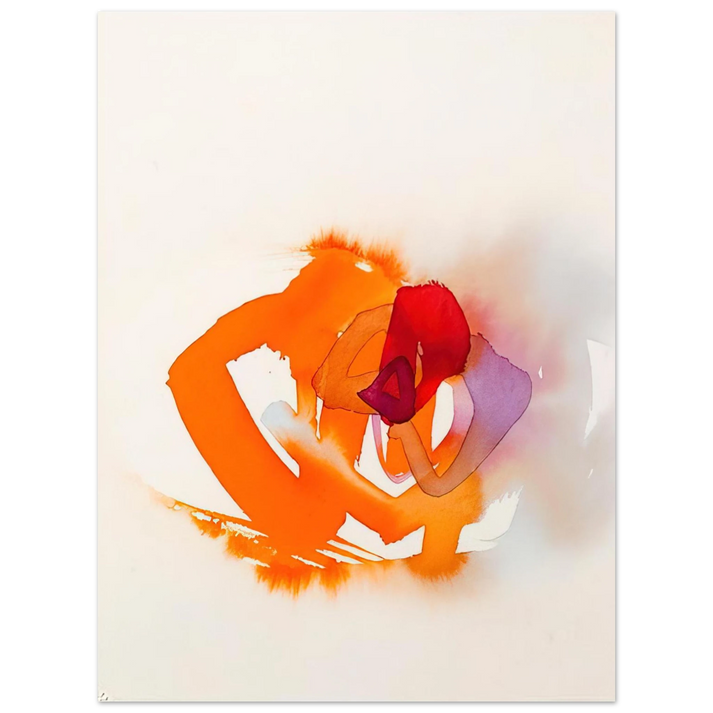 Luis Feito - UNTITLED ORANGE RED AND PURPLE 75x100 cm / 30x40inches Fine Art Poster