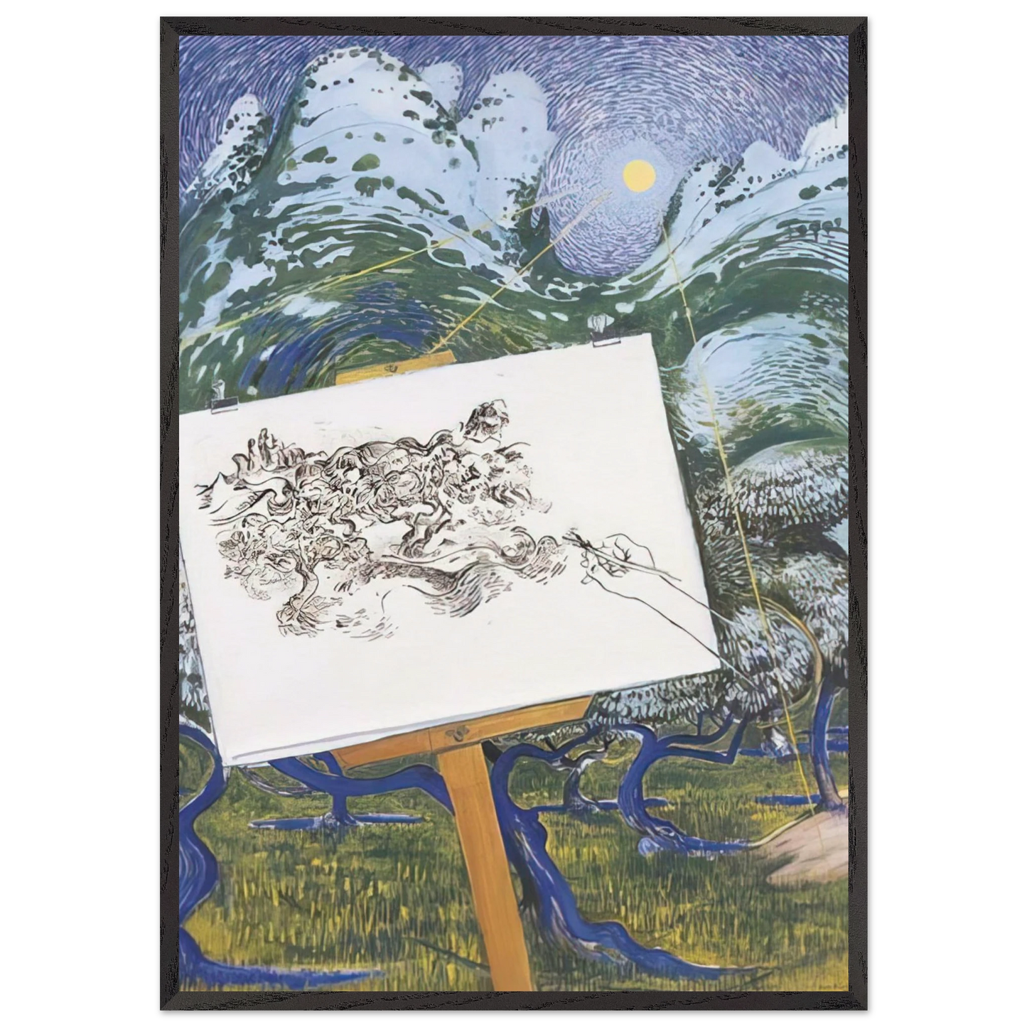 St-Remy de Provence - 1983 - Brett Whiteley Framed Art Print – Black Wooden Frame - Default Title - -Framed Art Print