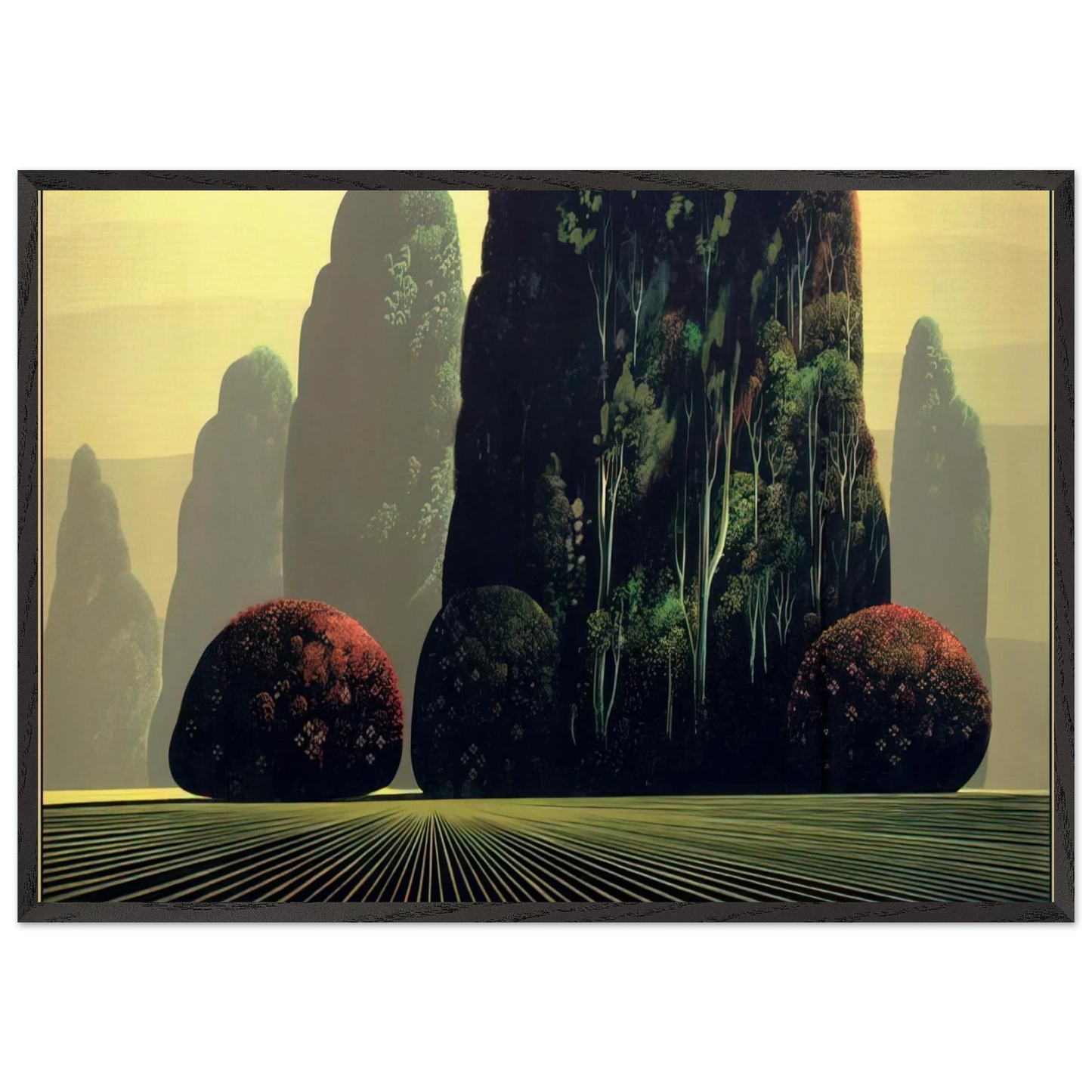 Autumn Eucalyptus - Eyvind Earle 70x100 cm / 28x40 inches Framed Art Print – Black Wooden Frame