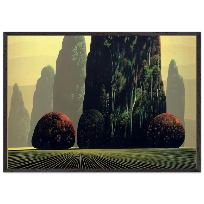 Autumn Eucalyptus - Eyvind Earle 70x100 cm / 28x40 inches Framed Art Print – Black Wooden Frame