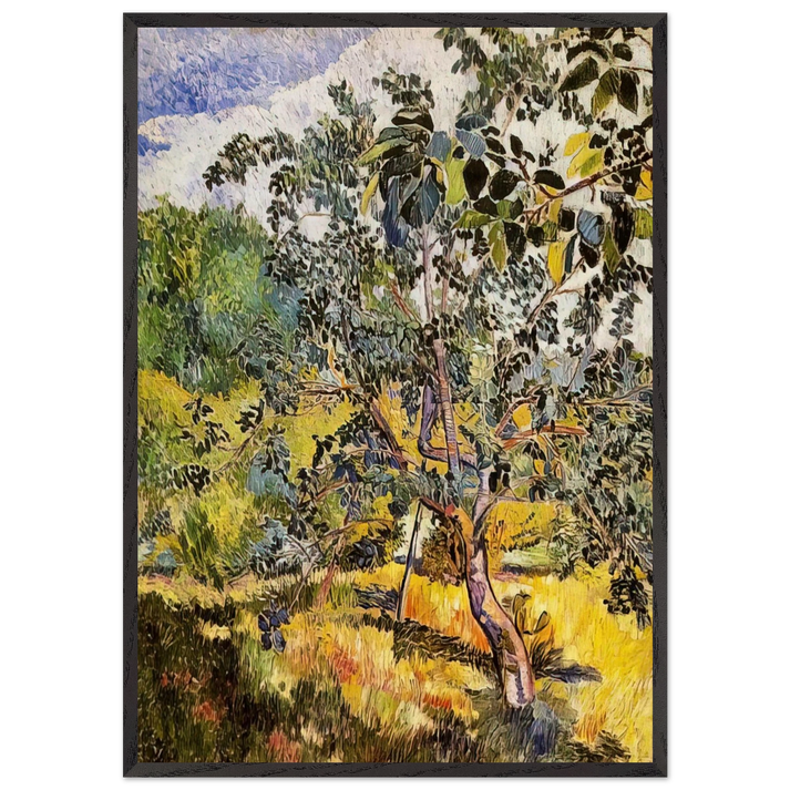 Corner of a garden Sun - Post-Impressionism - Natalia Goncharova 70x100 cm / 28x40 inches Framed Art Print – Black Wooden Frame