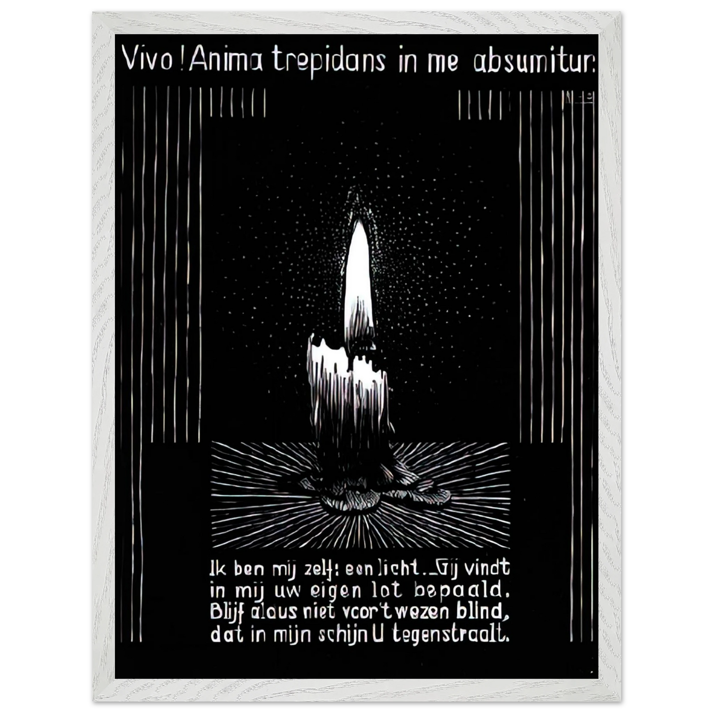 MC Escher - EMBLEMATA CANDLE FLAME Wall Art - 60x80 cm / 24x32 inches - Premium Wooden Framed Poster With Fine Art Paper - Wood frame