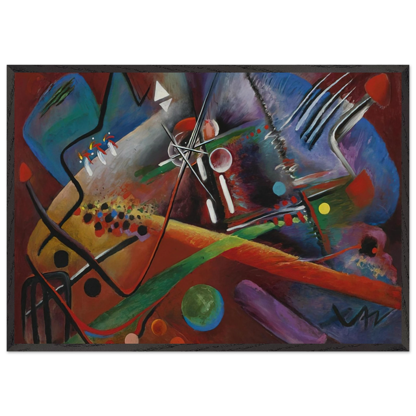 CON ROSO 1918 - Rudolf Bauer 70x100 cm / 28x40 inches Framed Art Print – Black Wooden Frame