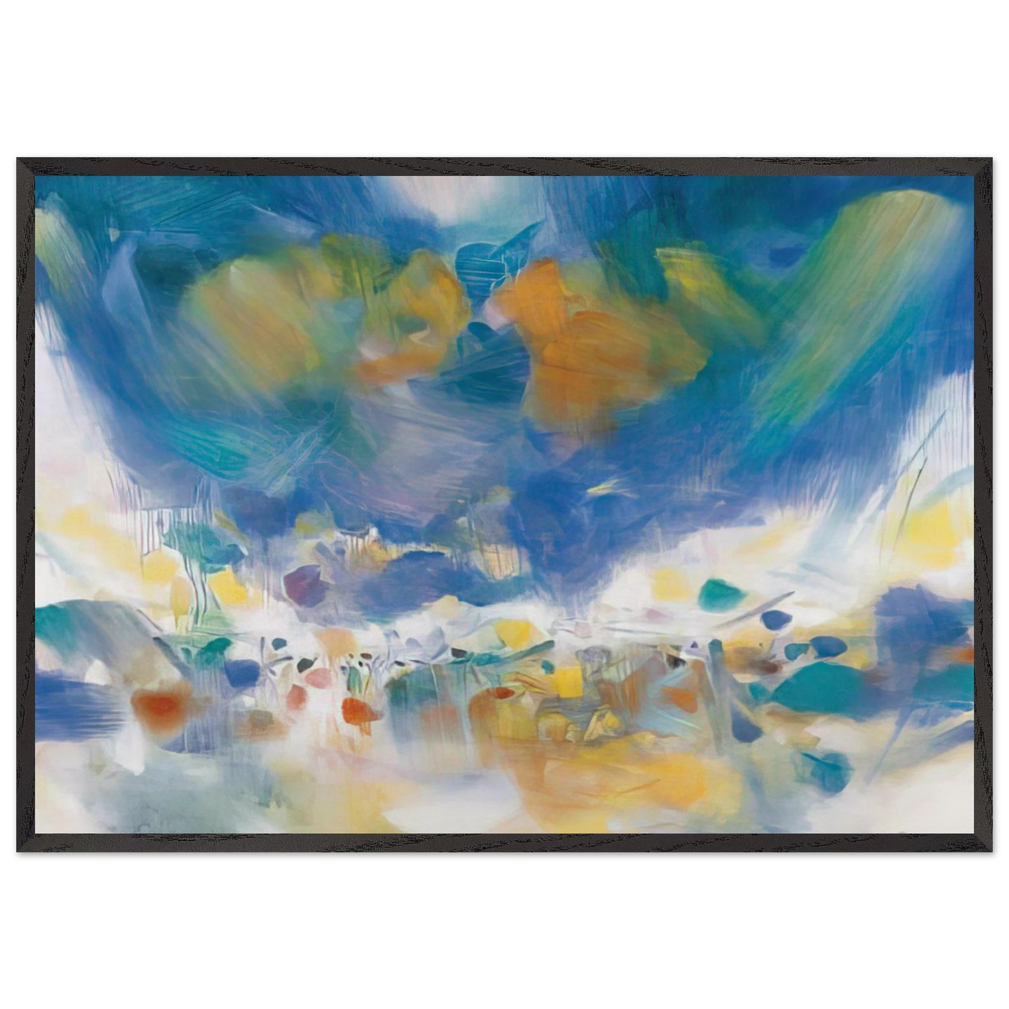 LE VOILE DES ILLUSIONS 2007 - Chu teh Chun 70x100 cm / 28x40 inches Framed Art Print – Black Wooden Frame