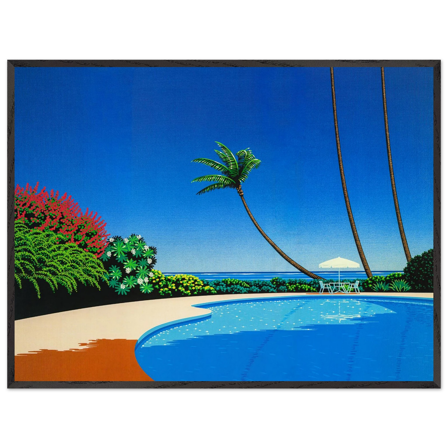 Hiroshi Nagai - Shade of Palm Grove II Wall Art - 30x40 cm / 12x16 inches - Premium Wooden Framed Poster With Fine Art Paper - Wood frame