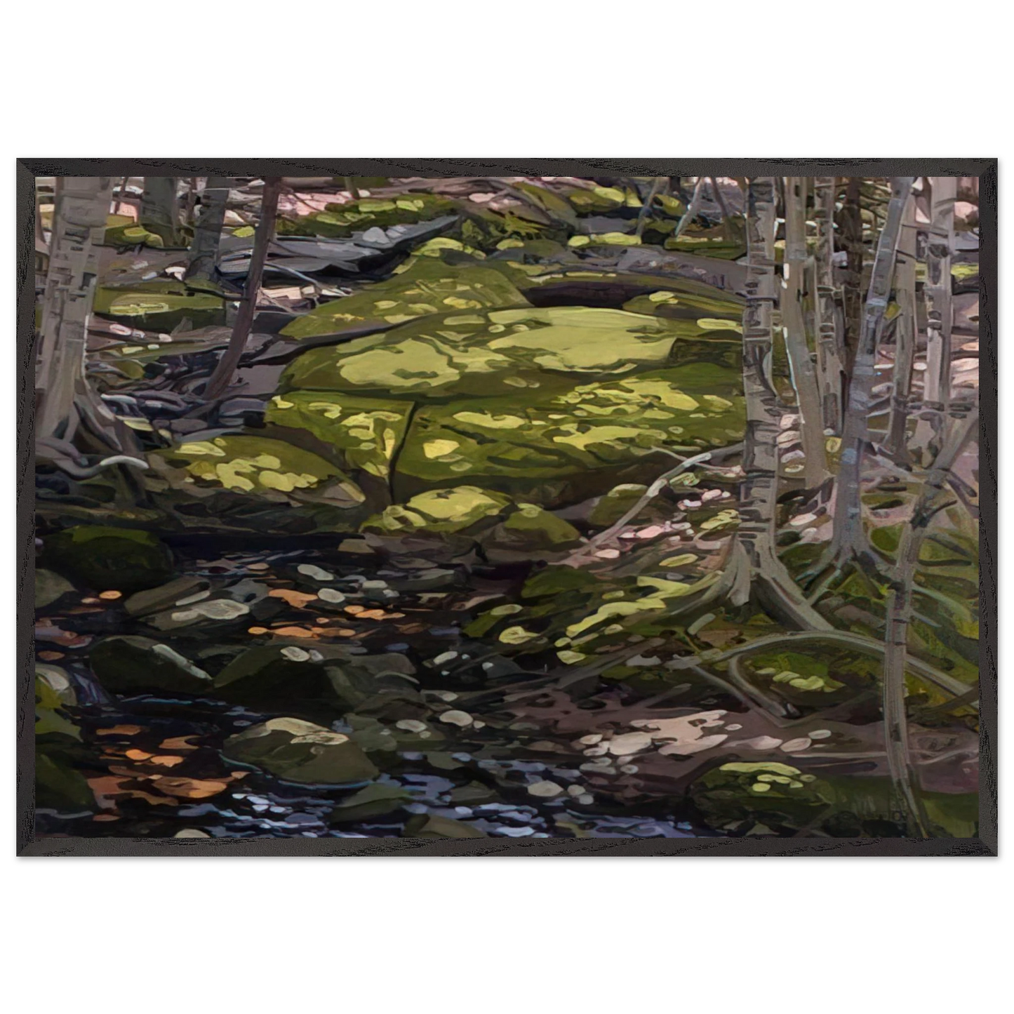 Light in Brook - Contemporary Realism - Neil Welliver 70x100 cm / 28x40 inches Framed Art Print – Black Wooden Frame