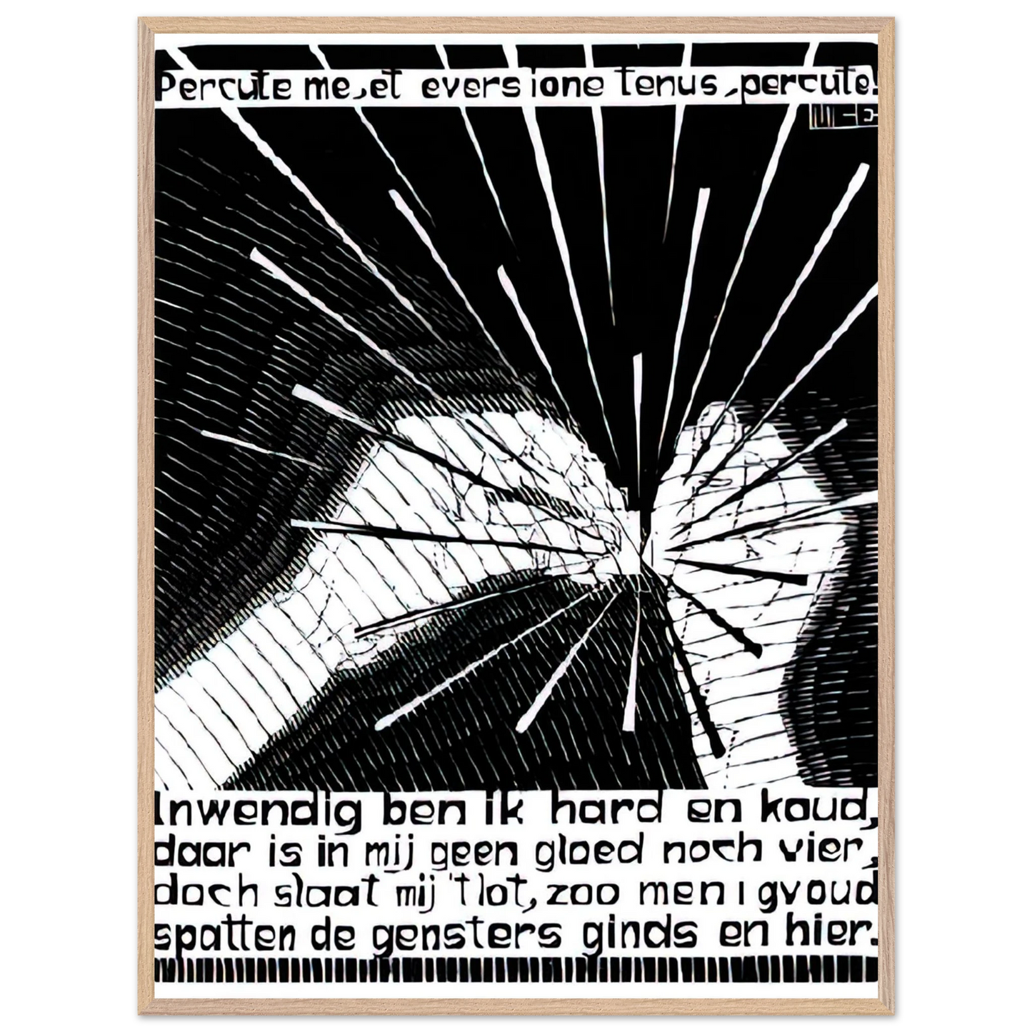 MC Escher - EMBLEMATA FLINT Wall Art - 60x80 cm / 24x32 inches - Premium Wooden Framed Poster With Fine Art Paper - Wood frame