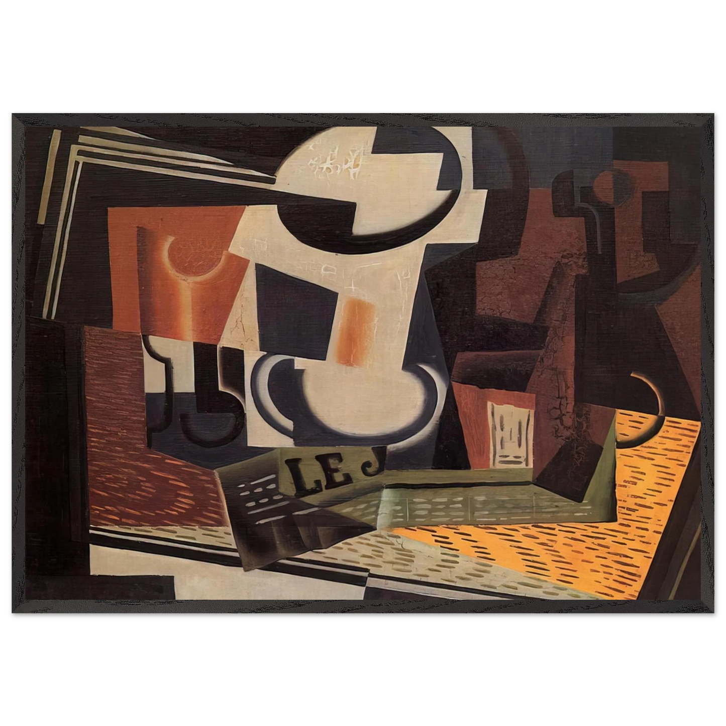 STILL LIFE WITH FRUIT BOWL 1918 - Juan Gris 70x100 cm / 28x40 inches Framed Art Print – Black Wooden Frame