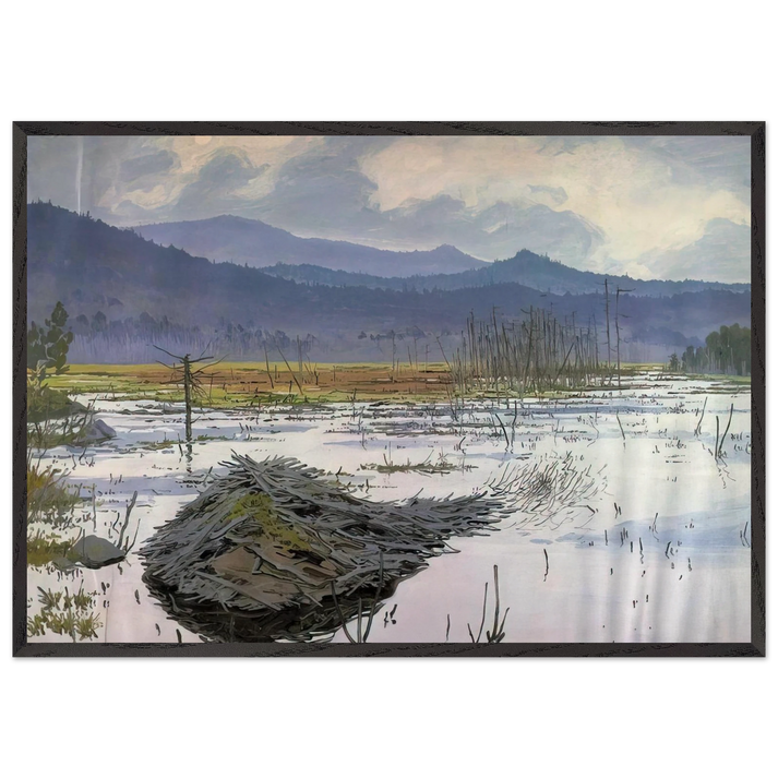 Beaver Pond - 1976 - Neil Welliver 70x100 cm / 28x40 inches Framed Art Print – Black Wooden Frame