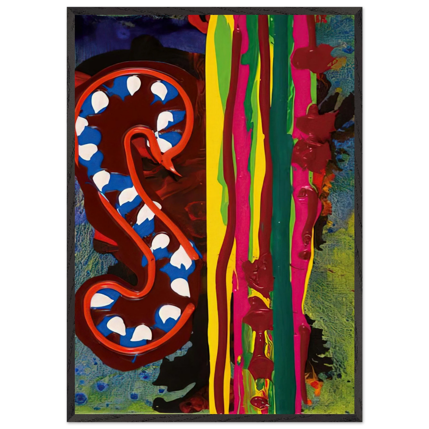 Spirit Night - 180698 - 1998 - John Hoyland 70x100 cm / 28x40 inches Framed Art Print – Black Wooden Frame