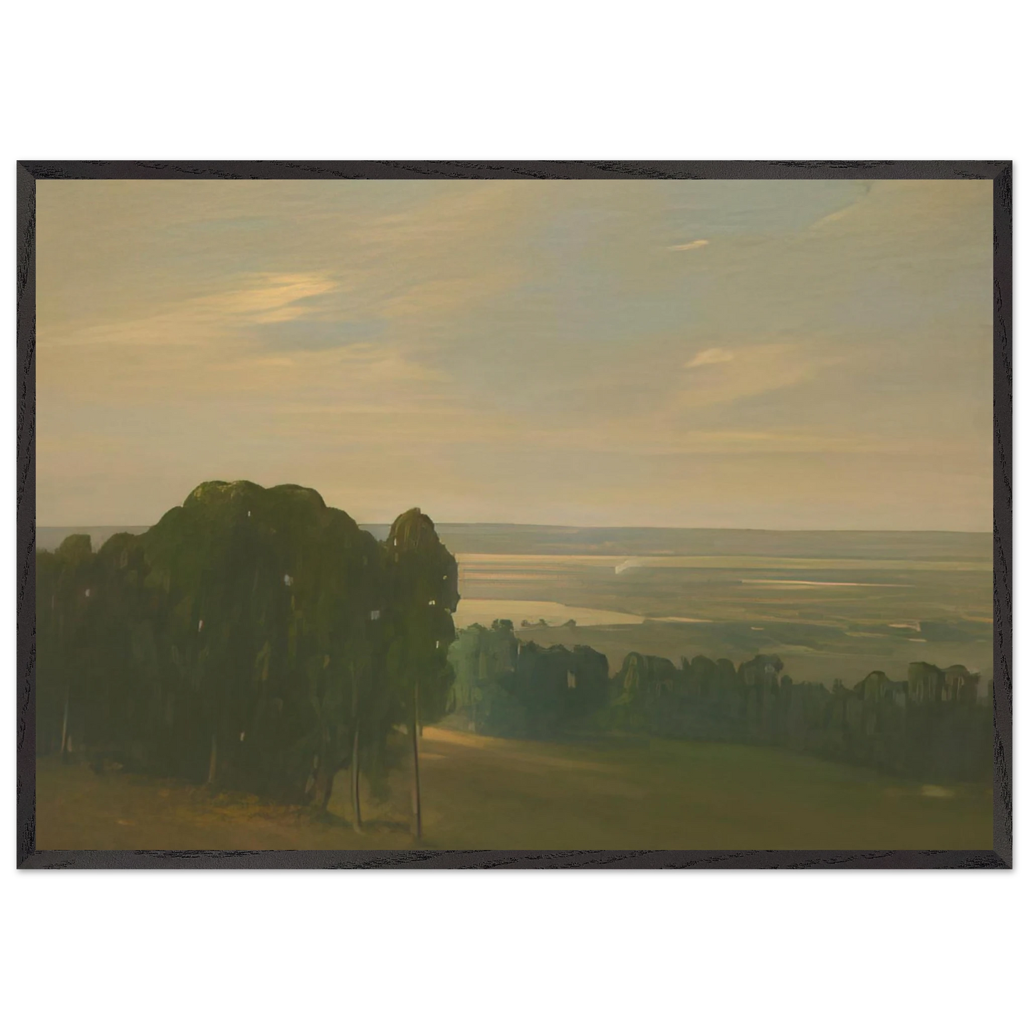 Eucalyptus Grove in a Vast Landscape - Tonalism - Xavier Martinez 70x100 cm / 28x40 inches Framed Art Print – Black Wooden Frame