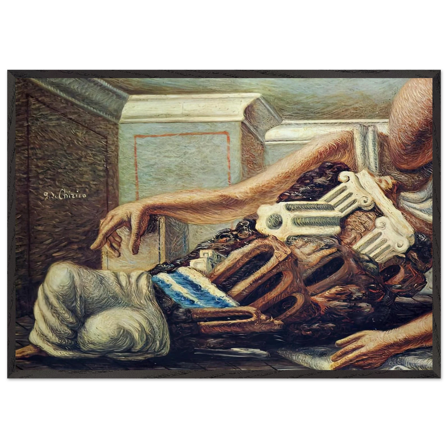 ARCHAEOLOGIST - Giorgio de Chirico 70x100 cm / 28x40 inches Framed Art Print – Black Wooden Frame