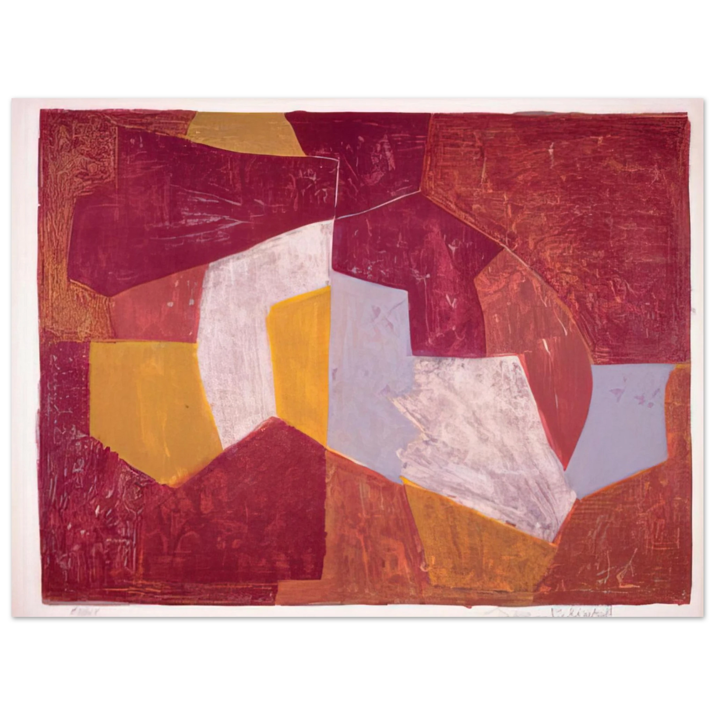 Serge Poliakoff - Composition carmin, brune, jaune et grise - 1956 Fine Art Poster - Default Title