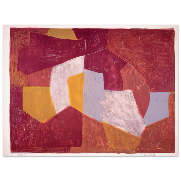 Serge Poliakoff - Composition carmin, brune, jaune et grise - 1956 75x100 cm / 30x40inches Fine Art Poster
