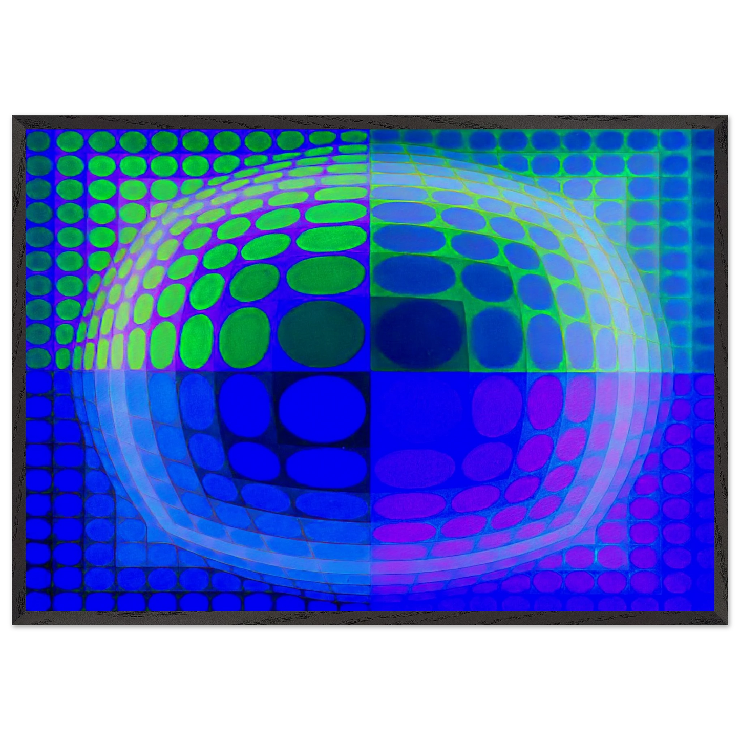 Pal-Ket - 1974 - Victor Vasarely 70x100 cm / 28x40 inches Framed Art Print – Black Wooden Frame