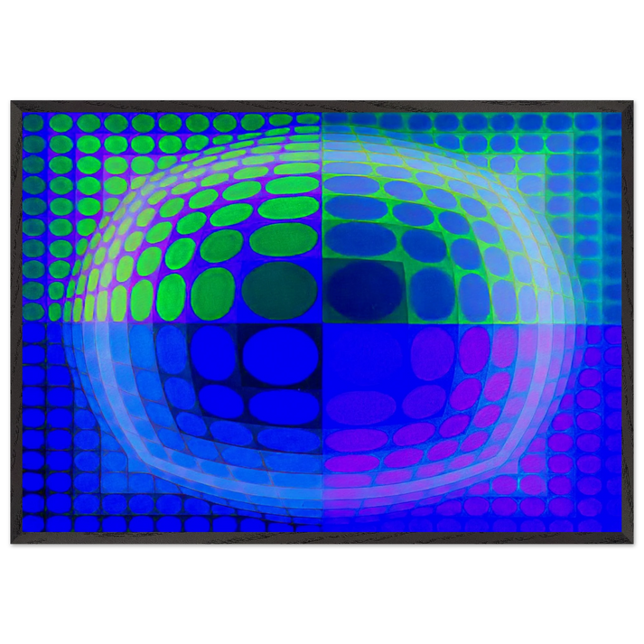 Pal-Ket - 1974 - Victor Vasarely 70x100 cm / 28x40 inches Framed Art Print – Black Wooden Frame