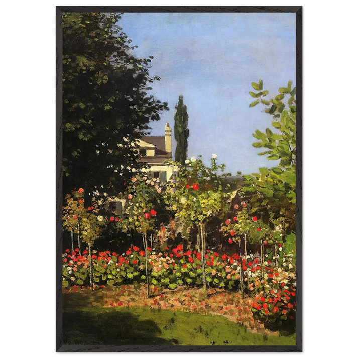 Garden in Bloom at Sainte-Addresse - claude monet 70x100 cm / 28x40 inches Framed Art Print – Black Wooden Frame