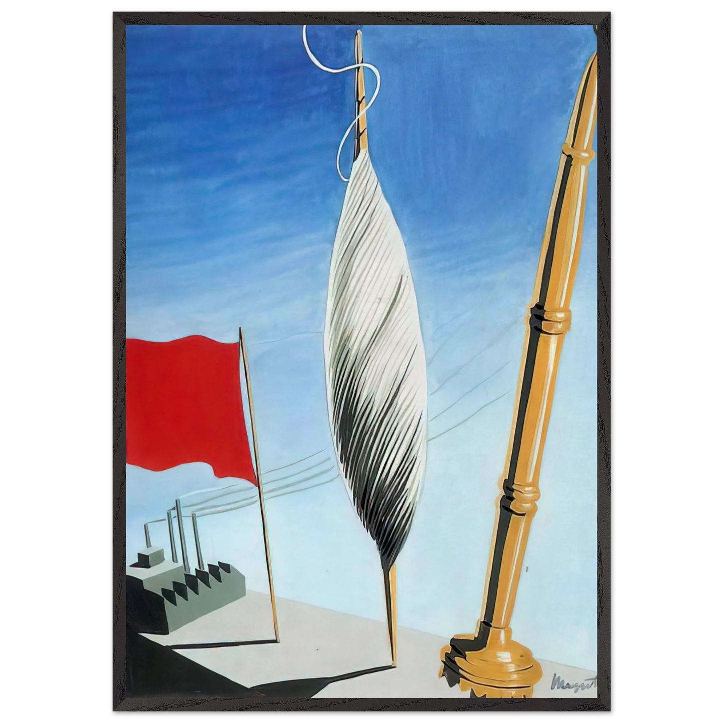 PROJECT OF POSTER THE CENTER OF TEXTILE WORKERS IN BELGIUM 1938 2 - Rene Magritte 70x100 cm / 28x40 inches Framed Art Print – Black Wooden Frame