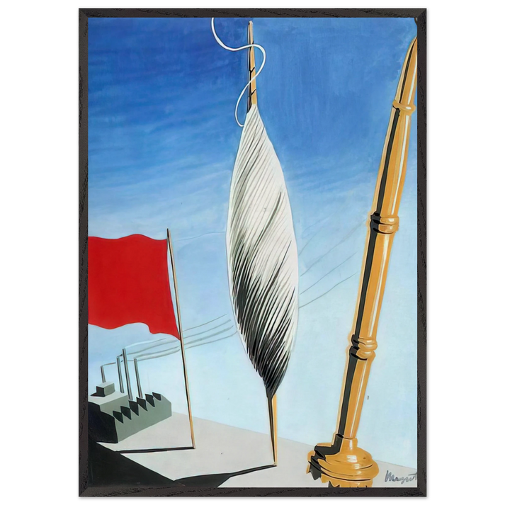 PROJECT OF POSTER THE CENTER OF TEXTILE WORKERS IN BELGIUM 1938 2 - Rene Magritte 70x100 cm / 28x40 inches Framed Art Print – Black Wooden Frame
