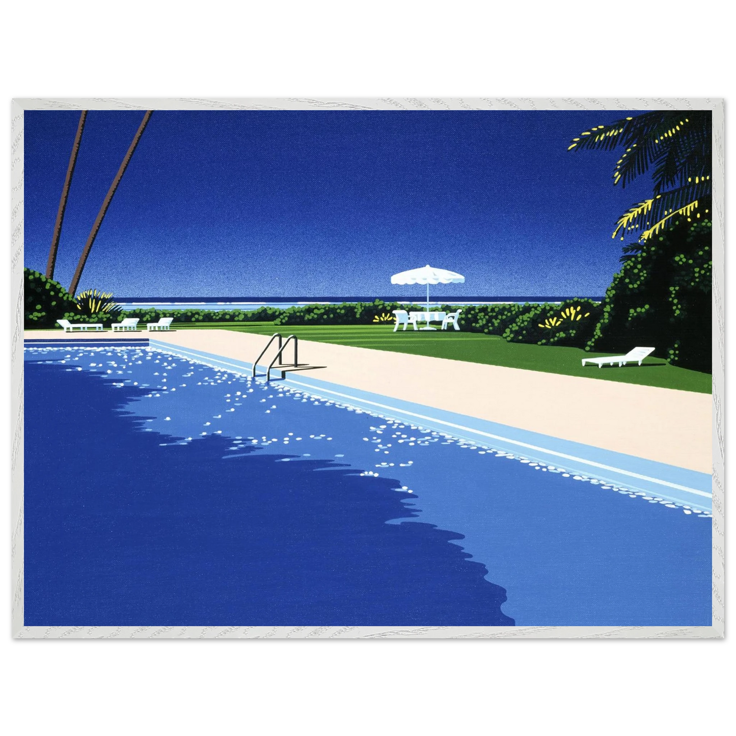 Hiroshi Nagai - Deck Wall Art - 30x40 cm / 12x16 inches - Premium Wooden Framed Poster With Fine Art Paper - White frame