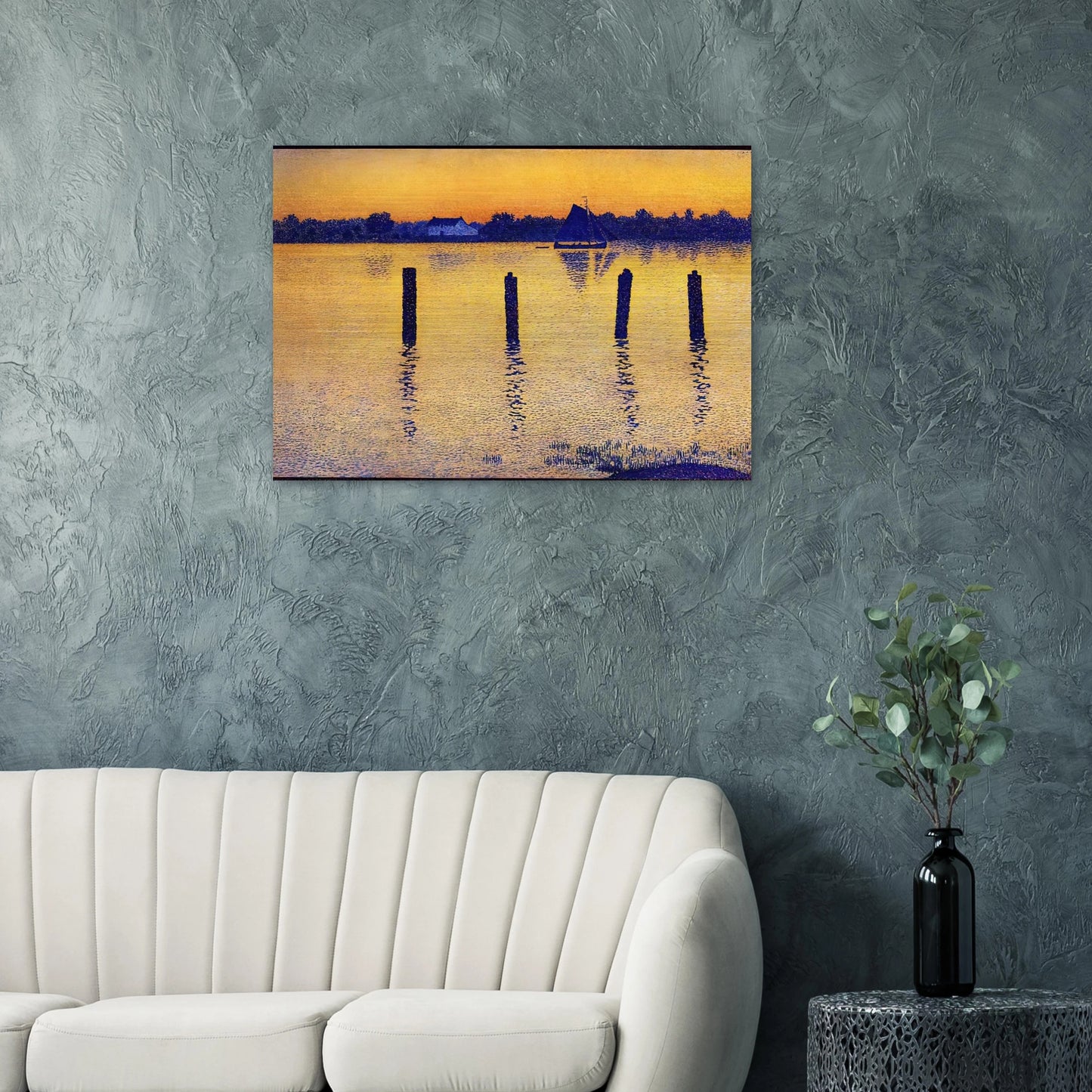 SAILBOATS ON THE RIVER SCHELDT 1892 - Theo van Rysselberghe Brushed Aluminum Print - 70x100 cm / 28x40 inches | Theo van Rysselberghe Aluminum Print | Theo van Rysselberghe Prints