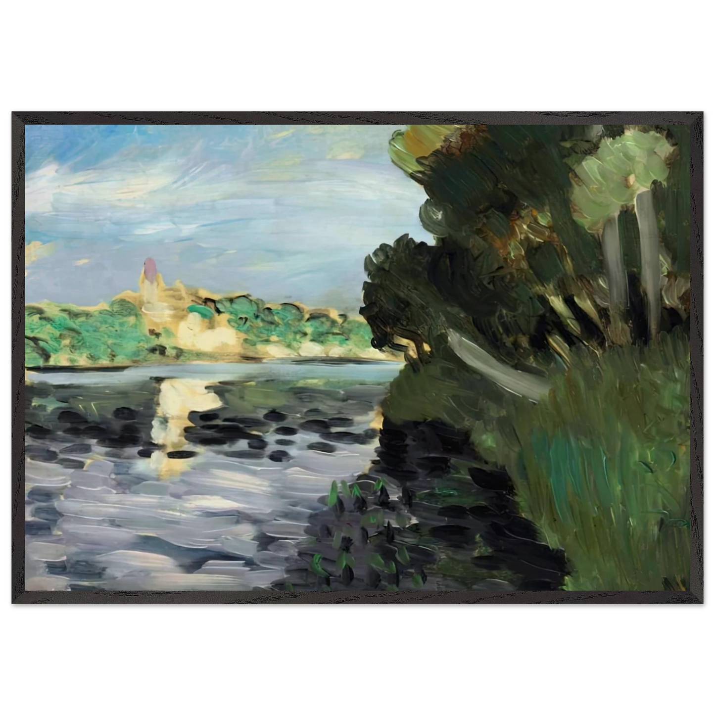 BORDS DE LA SEINE A VETHEUIL 1920 - Henri Matisse 70x100 cm / 28x40 inches Framed Art Print – Black Wooden Frame