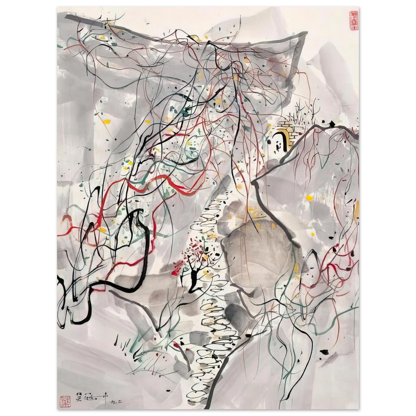 Wu Guanzhong - 武夷山径 - Abstract Expressionism, Ink and wash painting Fine Art Poster - Default Title