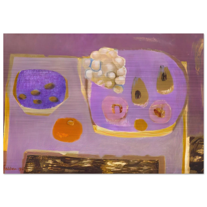 Mauve Still Life - 1968 - Mary Fedden Brushed Aluminum Print - 70x100 cm / 28x40 inches | Mary Fedden Aluminum Print | Mary Fedden Prints