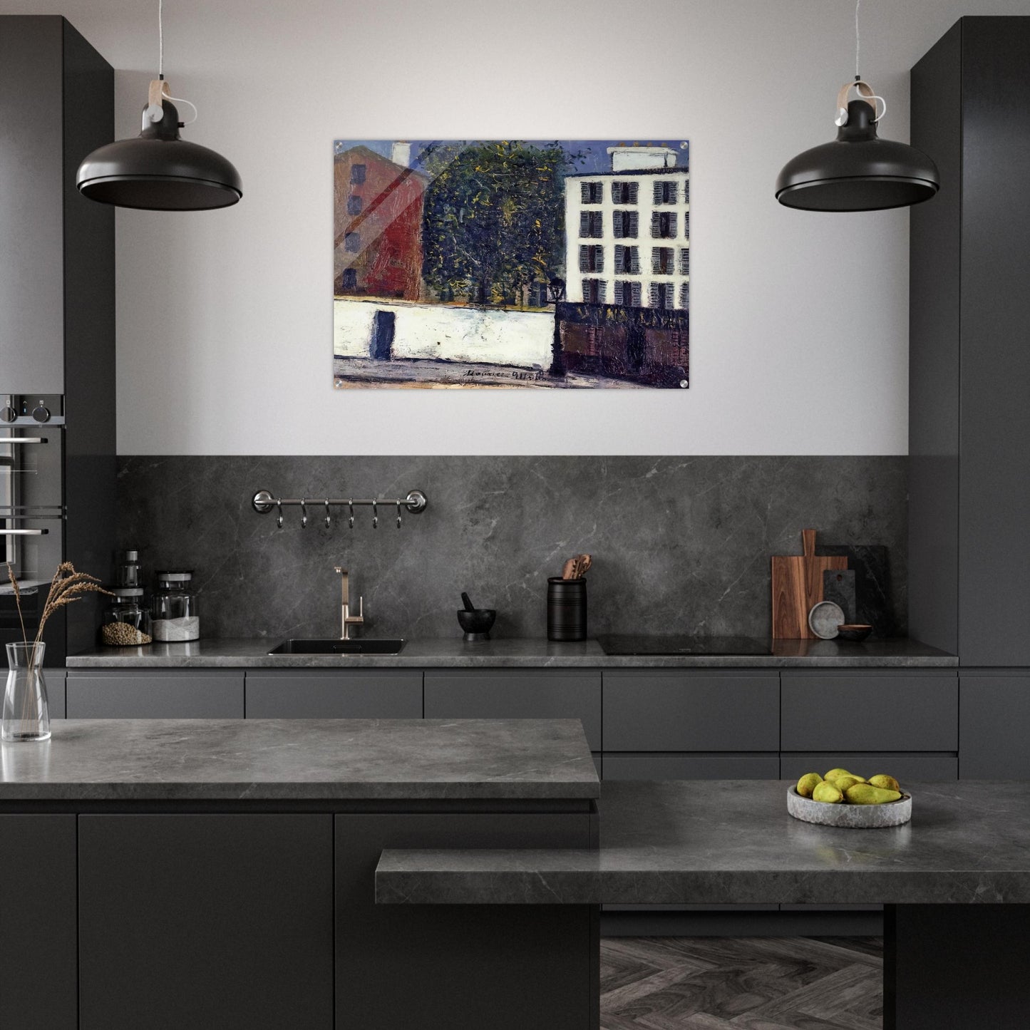 MONTMARTRE STREET - Maurice Utrillo Acrylic Print - 70x100 cm / 28x40″ inches