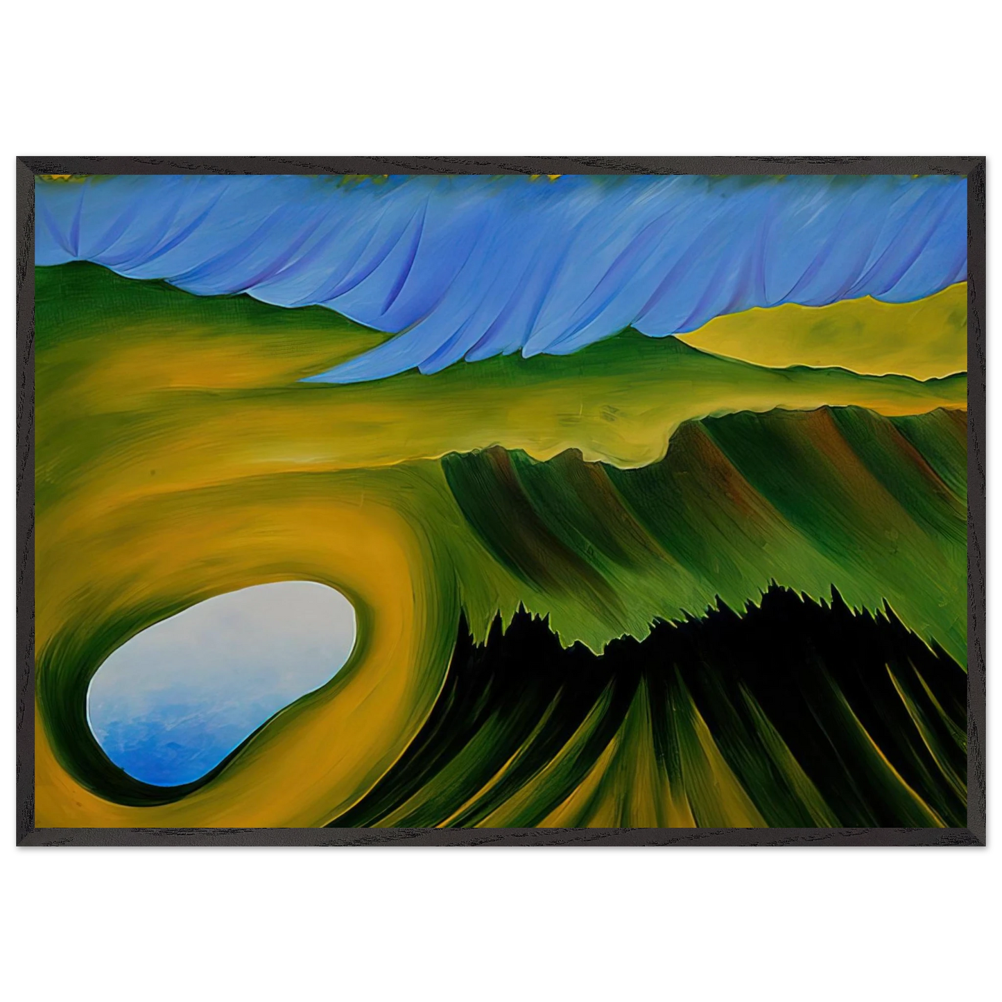 Mountains and Lake - Georgia OKeeffe 70x100 cm / 28x40 inches Framed Art Print – Black Wooden Frame