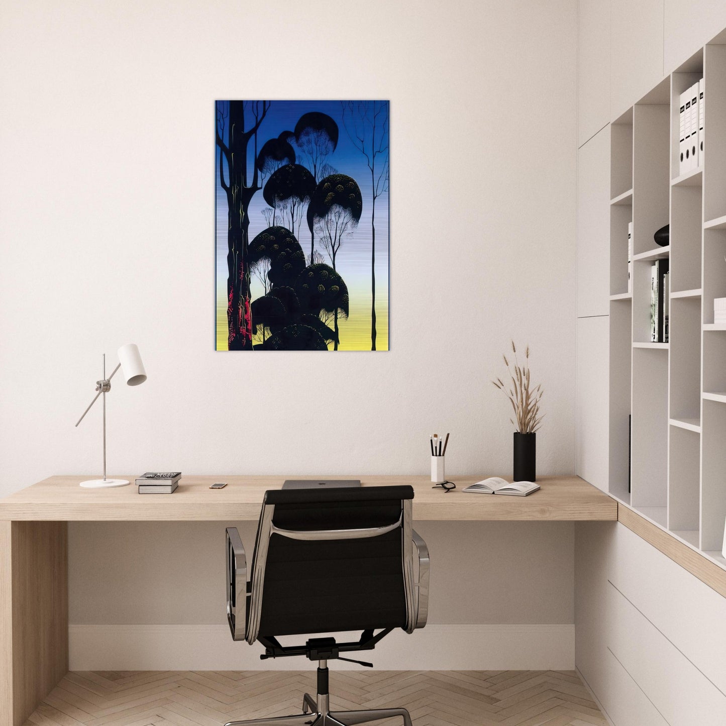 Sunrise - Eyvind Earle Brushed Aluminum Print - 70x100 cm / 28x40 inches | Eyvind Earle Aluminum Print | Eyvind Earle Prints