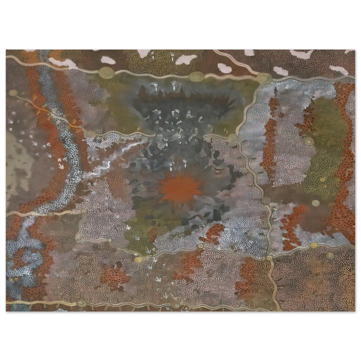 Clifford Possum Tjapaltjarri - Warlugulong with Tim Leura Tjapaltjarri - 1976 75x100 cm / 30x40inches Fine Art Poster