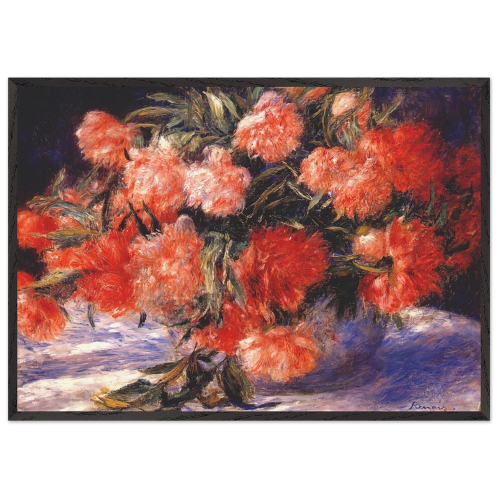Peonies - Pierre-Auguste Renoir 70x100 cm / 28x40 inches Framed Art Print – Black Wooden Frame