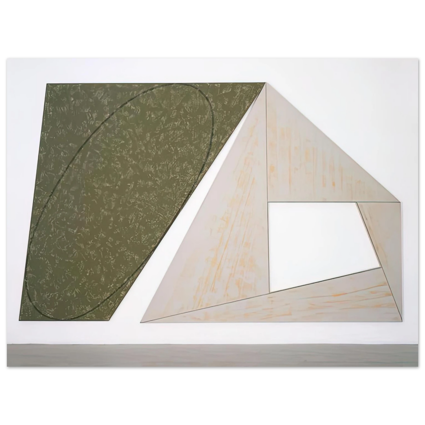 Robert Mangold - GREEN TILTED ELLIPSE GRAY FRAME 1989 Fine Art Poster - Default Title